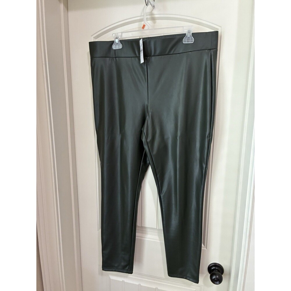 LOFT WOMENS FAUX LEATHER LEGGINGS  FOREST GREEN NWT SIZE XL